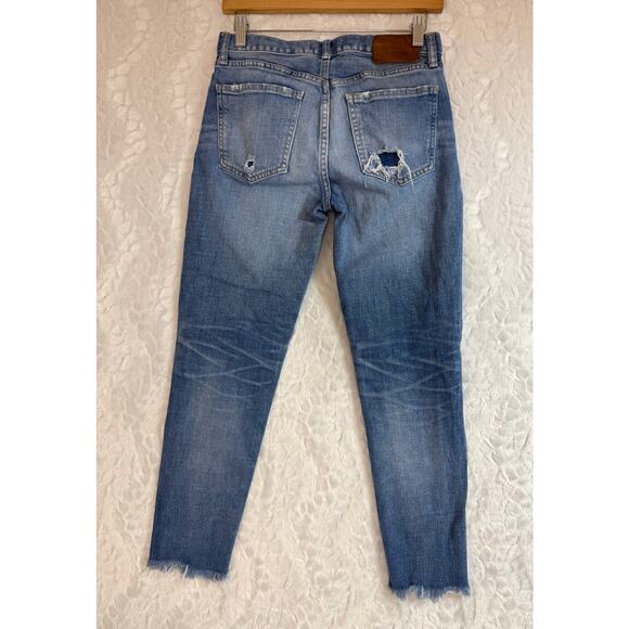 Moussy Vintage Diana Skinny Jeans Light Blue Distressed Raw Hem Cropped Ankle 26 - Picture 4 of 15